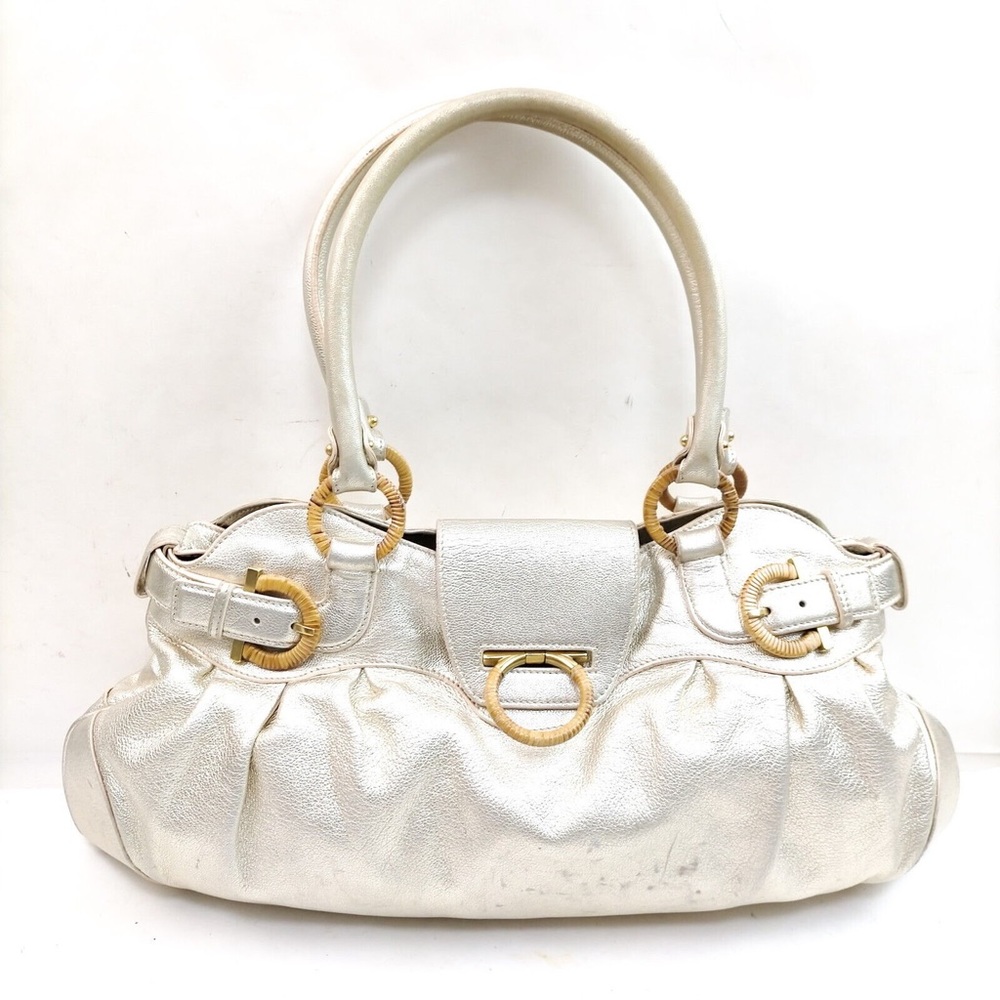 Ferragamo Hand Bag Gold Leather